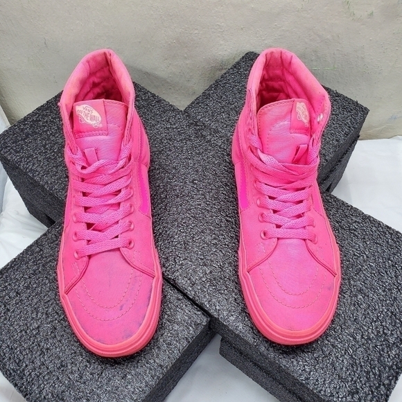 Vans Old Skool Hi Top Pink Sneakers Women's 7 Men 5.5 Shoes - Picture 4 of 14